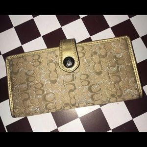 Gold Coach Skinny Wallet Checkbook